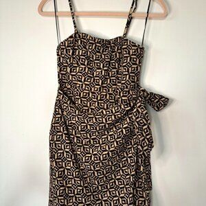 Urban Outfitters, patterned tie dress, brown/tan, Size XS
